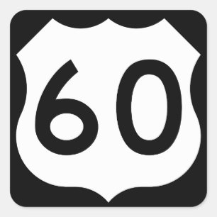 US Route 60 Unterschrift Quadratischer Aufkleber
