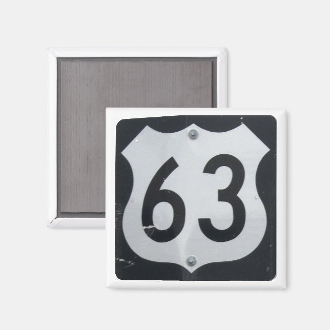 US Route 63 Road Sign Magnet (Vorderseite/Rückseite)