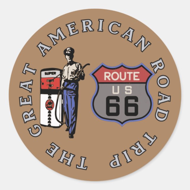 US-Route 66 Runder Aufkleber (Vorderseite)