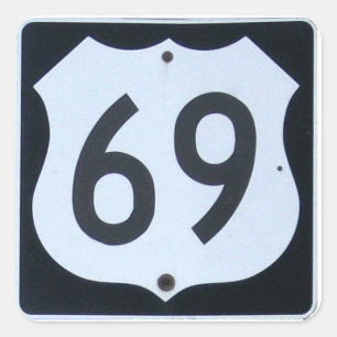 US-Route 69 HIghway-Zeichen Quadratischer Aufkleber