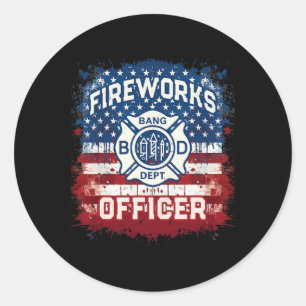 US sa Flag Fireworks Officer Safety Director Pyro Runder Aufkleber