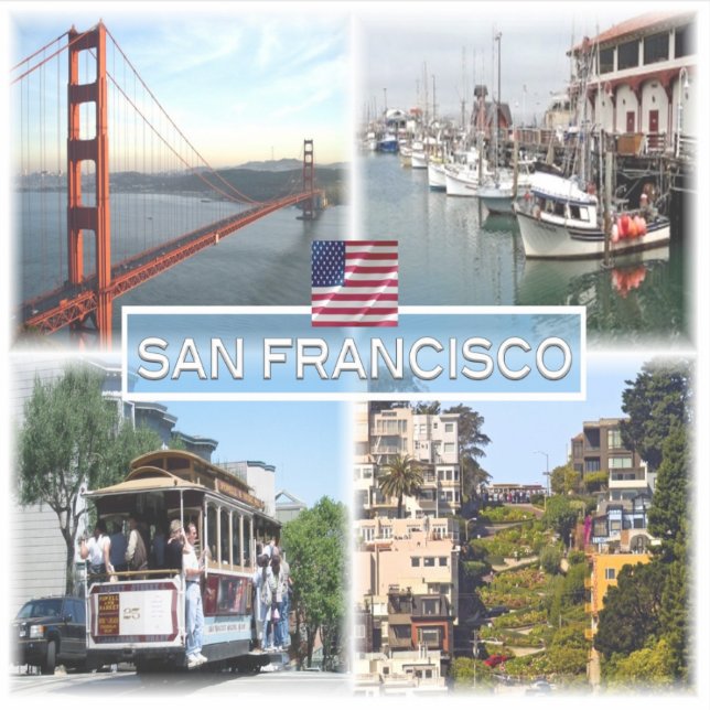 US San Francisco - Golden Gate Bridge - Cable Car. Aufkleber (Vorderseite)