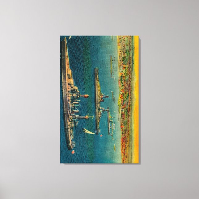 US-Schlachtschiffe in Long Beach verankert Leinwanddruck (Vorderseite)