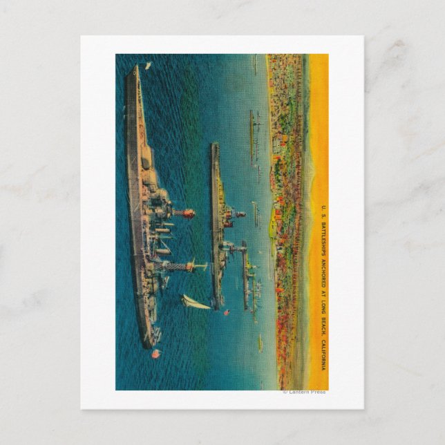 US-Schlachtschiffe in Long Beach verankert Postkarte (Vorderseite)