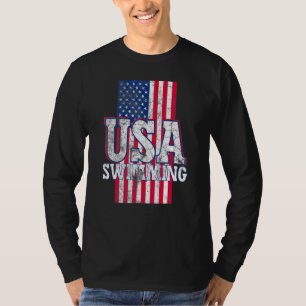 US-Schwimmteam Coole Schwimmfahne Schwimmen Vierte T-Shirt