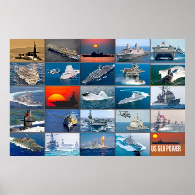 US-SEA-POWER - Montage der US-Marineschiffe Poster (Vorne)