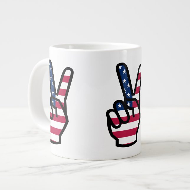 US-Siegeszeichen Jumbo-Tasse (Vorderseite Links)