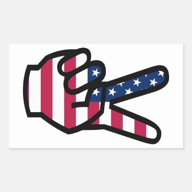 US-Siegeszeichen Rechteckiger Aufkleber (Vorderseite)