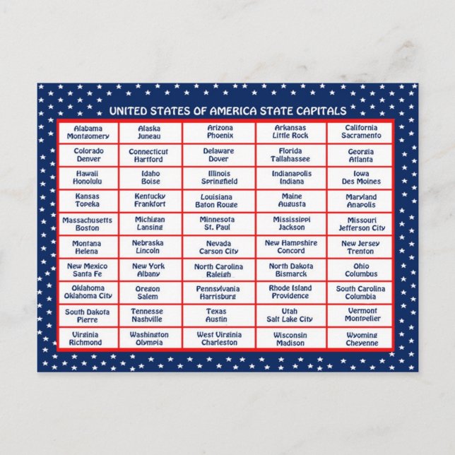 US Staat Hauptstädte Postkarte (Vorderseite)