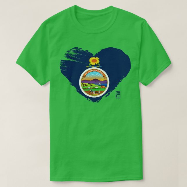 US Staat I Liebe Kansas Kansas Flag TShirt (Design vorne)