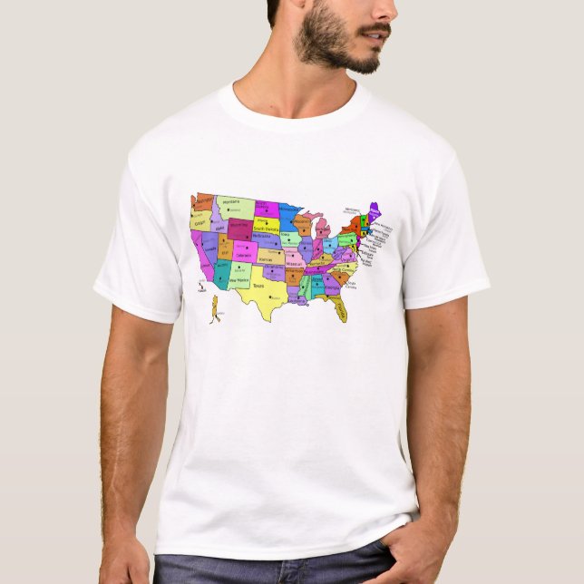 US-Staaten mit Hauptstädte T-Shirt (Vorderseite)