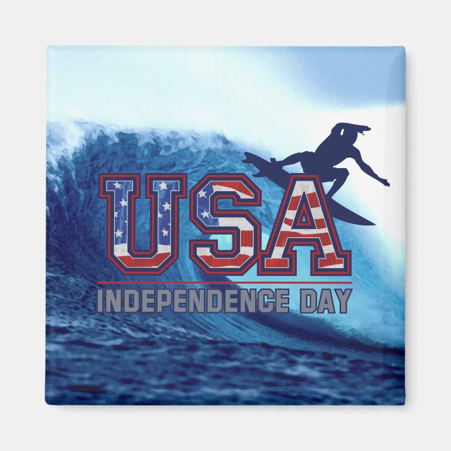 US Surfer Independence Day Magnete (Vorne)