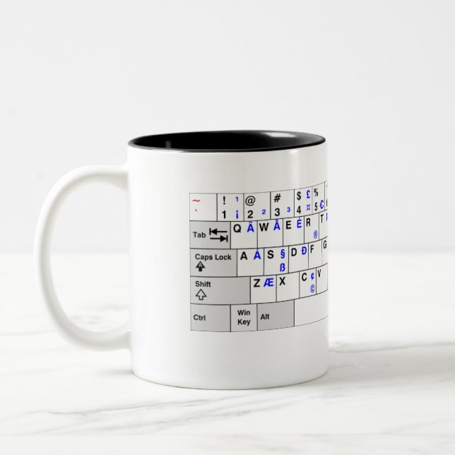 US Tastaturbelegung Zweifarbige Tasse (Links)
