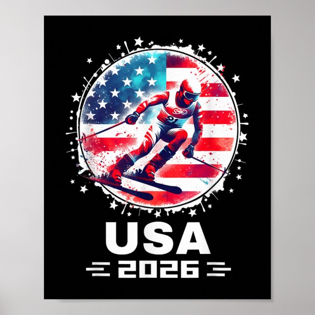 US-Team 2026 Shirt für Damen und Herren Kinder Ski Poster (Vorne)