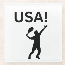 US-Tennisspieler mit Punkt als Ball Glasuntersetzer