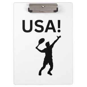 US-Tennisspieler mit Punkt als Ball Klemmbrett