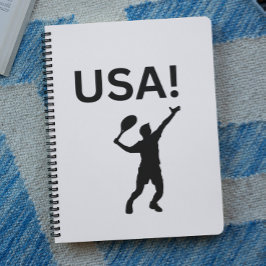 US-Tennisspieler mit Punkt als Ball Notizblock