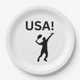 US-Tennisspieler mit Punkt als Ball Pappteller