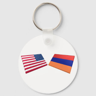 US- u. Armenien-Flaggen Schlüsselanhänger