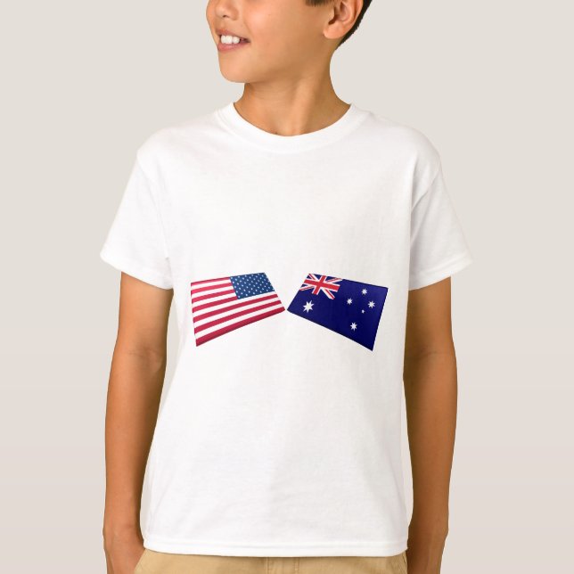 US- u. Australien-Flaggen T-Shirt (Vorderseite)
