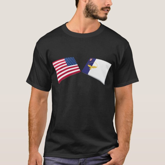 US- u. Azoren-Flaggen T-Shirt (Vorderseite)