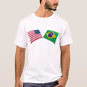 US- u. Brasilien-Flaggen T-Shirt