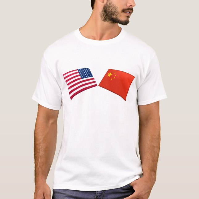 US- u. China-Flaggen T-Shirt (Vorderseite)