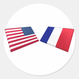 US- u. Frankreich-Flaggen Runder Aufkleber