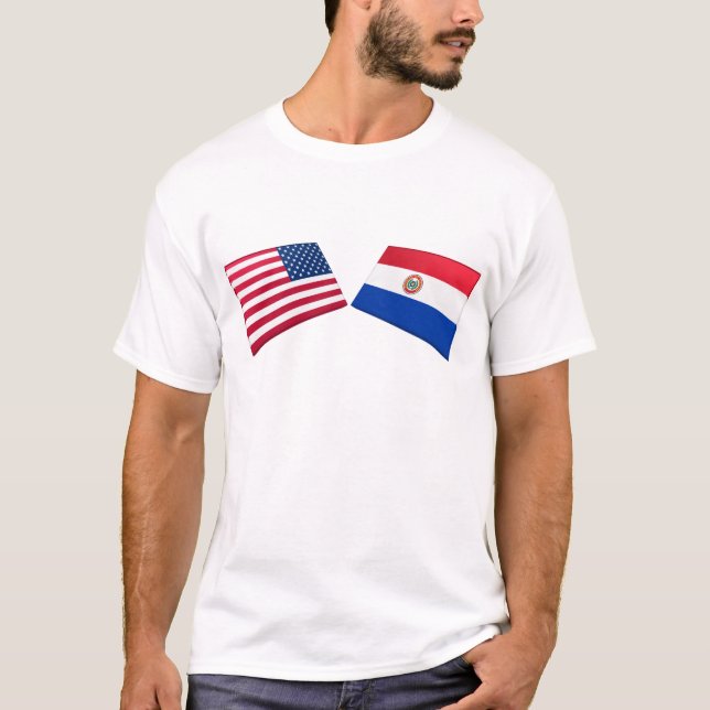 US- u. Paraguay-Flaggen T-Shirt (Vorderseite)