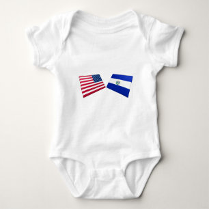 US- u. Salvadorflaggen Baby Strampler