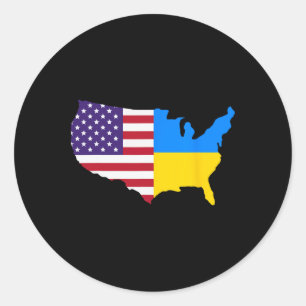 Us Ukraine Karte Amerika Ukrainische Flagge Ukrain Runder Aufkleber
