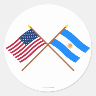 US und Argentinien gekreuzte Flaggen Runder Aufkleber