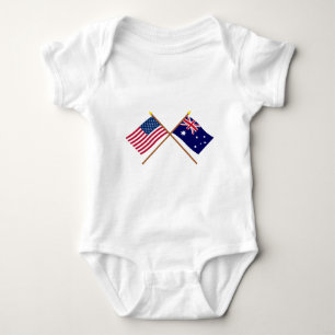 US und Australien gekreuzte Flaggen Baby Strampler