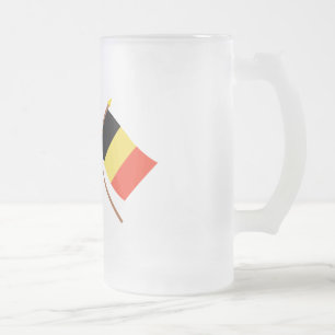 US und Belgien gekreuzte Flaggen Mattglas Bierglas