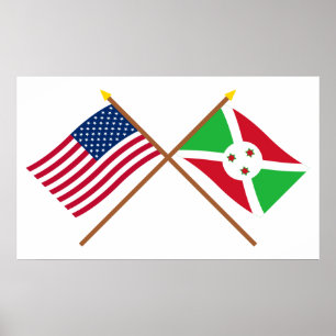 US und Burundi gekreuzte Flaggen Poster