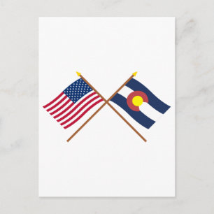 US und Colorado überquerten Flaggen Postkarte