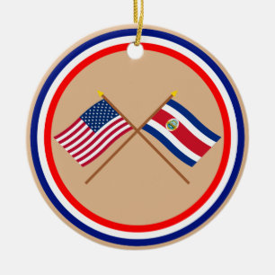US und Costa Rica gekreuzte Flaggen Keramikornament