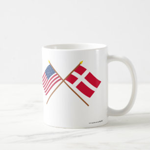 US und Dänemark gekreuzte Flaggen Kaffeetasse