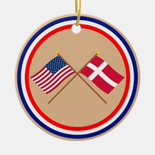 US und Dänemark gekreuzte Flaggen Keramik Ornament