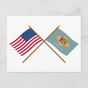 US- und Delaware-Grenzflaggen Postkarte