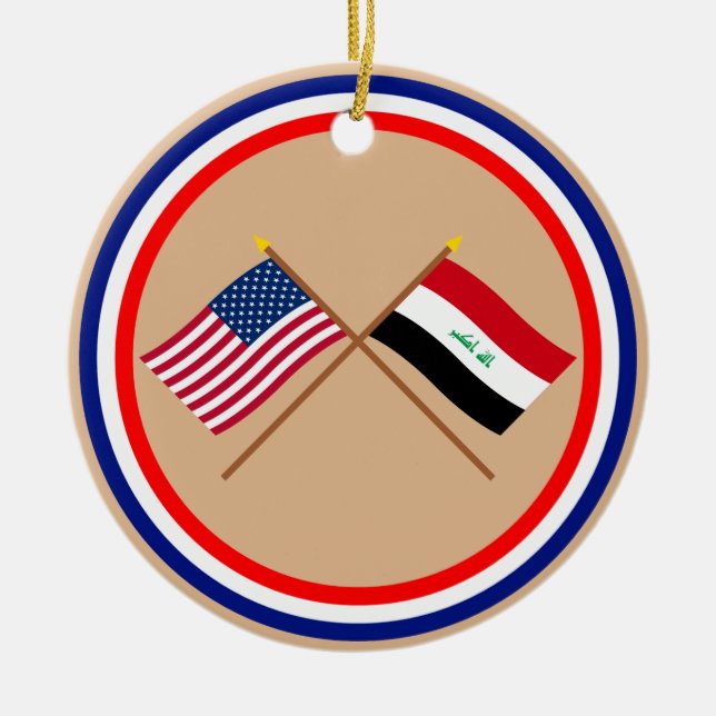 US und der Irak gekreuzte Flaggen Keramik Ornament (Vorne)