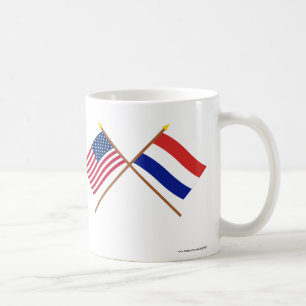 US und die Niederlande gekreuzte Flaggen Tasse