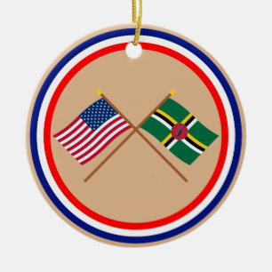 US und Dominica gekreuzte Flaggen Keramikornament