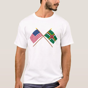 US und Dominica gekreuzte Flaggen T-Shirt