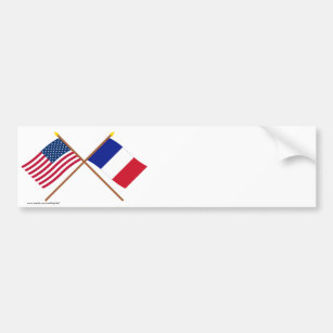 US und Frankreich gekreuzte Flaggen Autoaufkleber