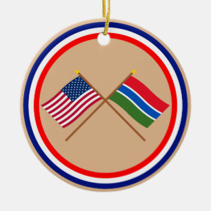 US und Gambia gekreuzte Flaggen Keramik Ornament