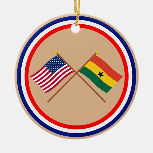 US und Ghana gekreuzte Flaggen Keramik Ornament (Vorne)