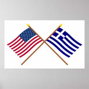 US und Griechenland gekreuzte Flaggen Poster