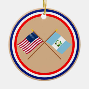 US und Guatemala gekreuzte Flaggen Keramik Ornament