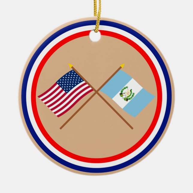 US und Guatemala gekreuzte Flaggen Keramik Ornament (Vorne)